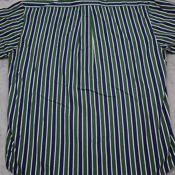 Tommy Hilfiger Shirt Mens Large Blue Green Striped Logo Button Up Casual - Picture 13 of 15